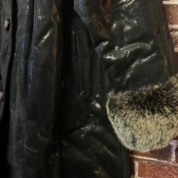 Vintage 90s Elegant Maxi Faux-Fur Coat Dark Chocolate Brown - Picture 3 of 14